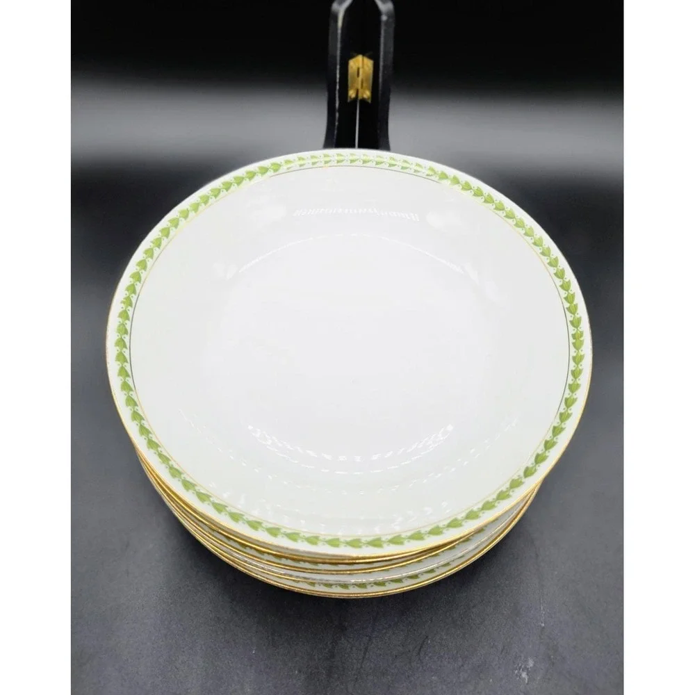 Set/7 Antique T&V Tressemann & Vogt  Limoges Porcelain Soup Pasta Bowl 7.5